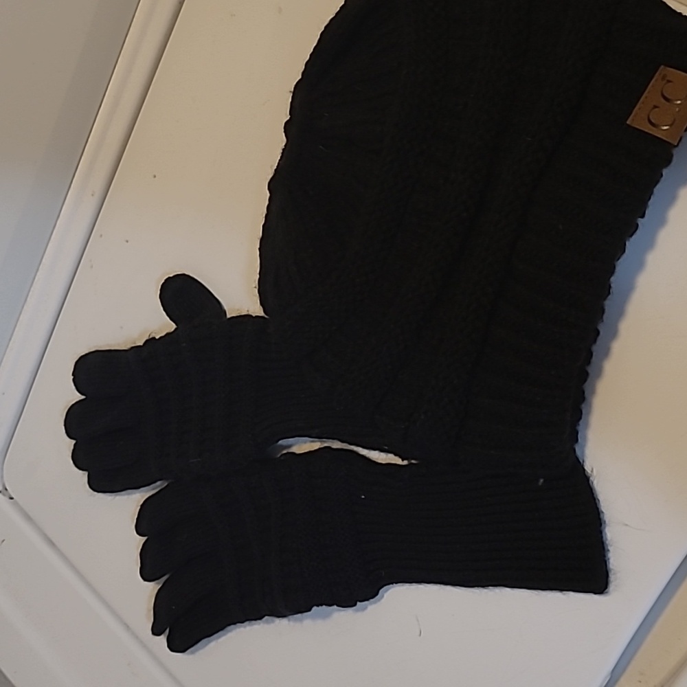 C.C Exclusives Soft Stretch Cable Knit Messy Bun Ponytail Beanie Winter Hat